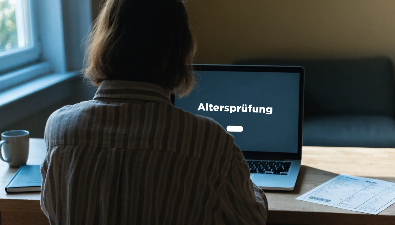 Eine Waage aus Messing steht neben einer Lupe auf einem polierten Schreibtisch im Licht einer Lampe.