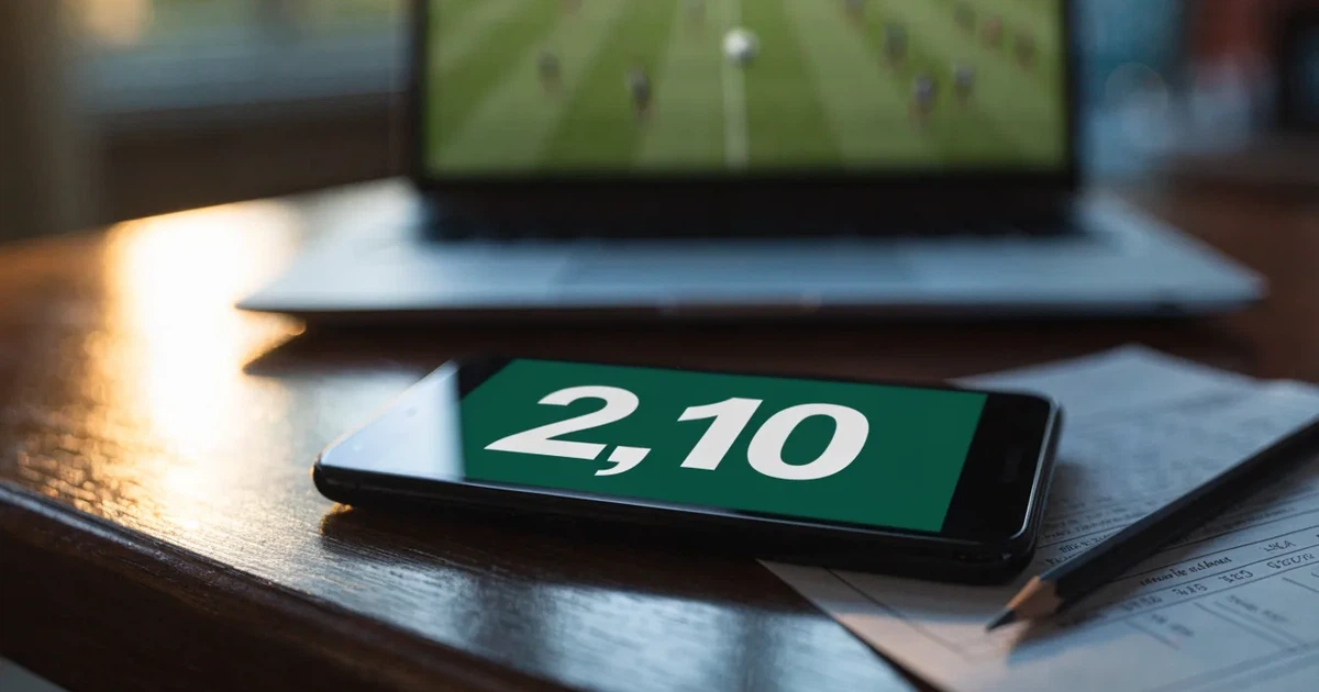 Ein Fußballplatz mit gepflegtem Rasen und einem Tor, über dem Spielfeld liegt Morgennebel, im Hintergrund eine leere Tribüne.